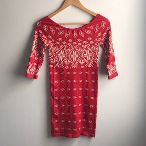 Intimately Free People Intarsia red white dress